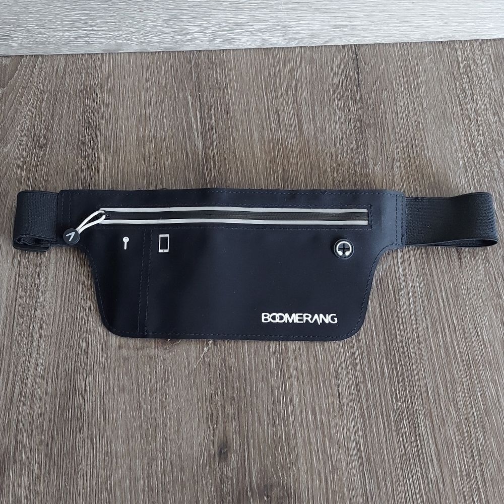 Boomerang Black Lightweight Running Belt Waist Bag Fanny Pack